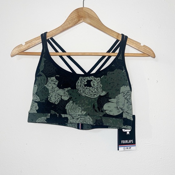 Fourlaps Other - Four Laps vitality athletic fit peonies print thyme olive green new bra